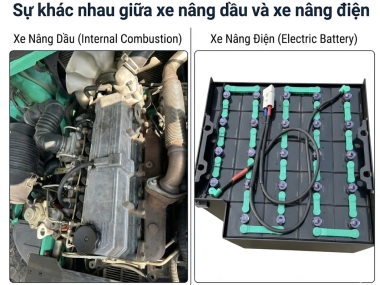 Xe nâng điện và xe nâng dầu khác nhau gì