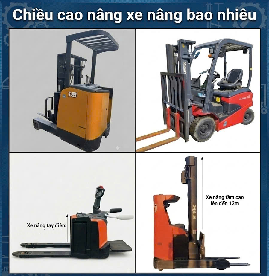 Chiều cao nâng xe nâng bao nhiêu