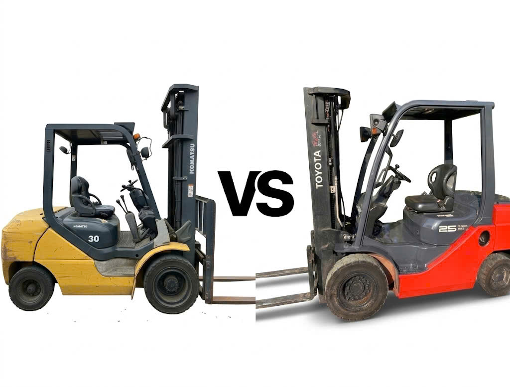 So sánh xe nâng Toyota và Komatsu