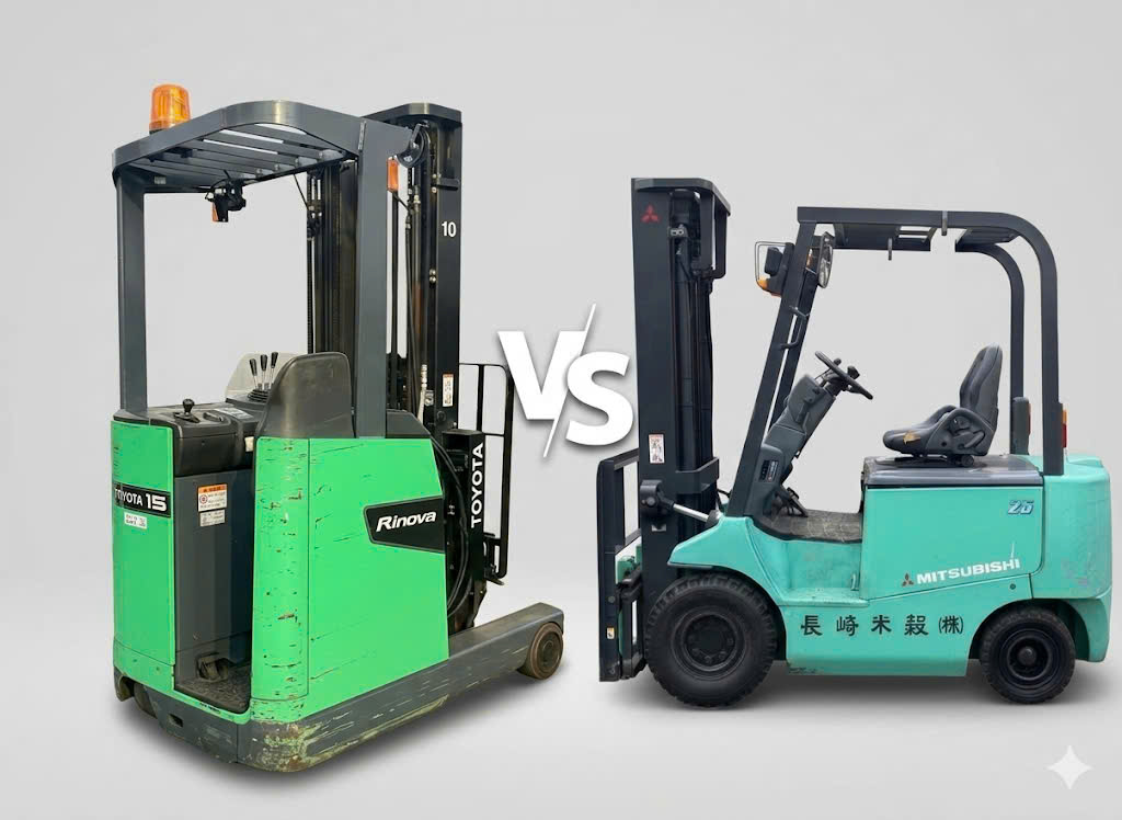 Xe nâng đứng lái và ngồi lái khác nhau gì