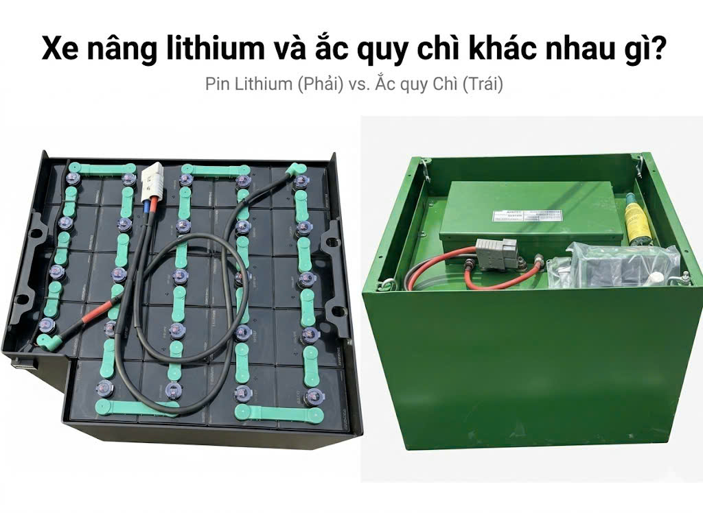 Xe nâng lithium và ắc quy chì khác nhau gì