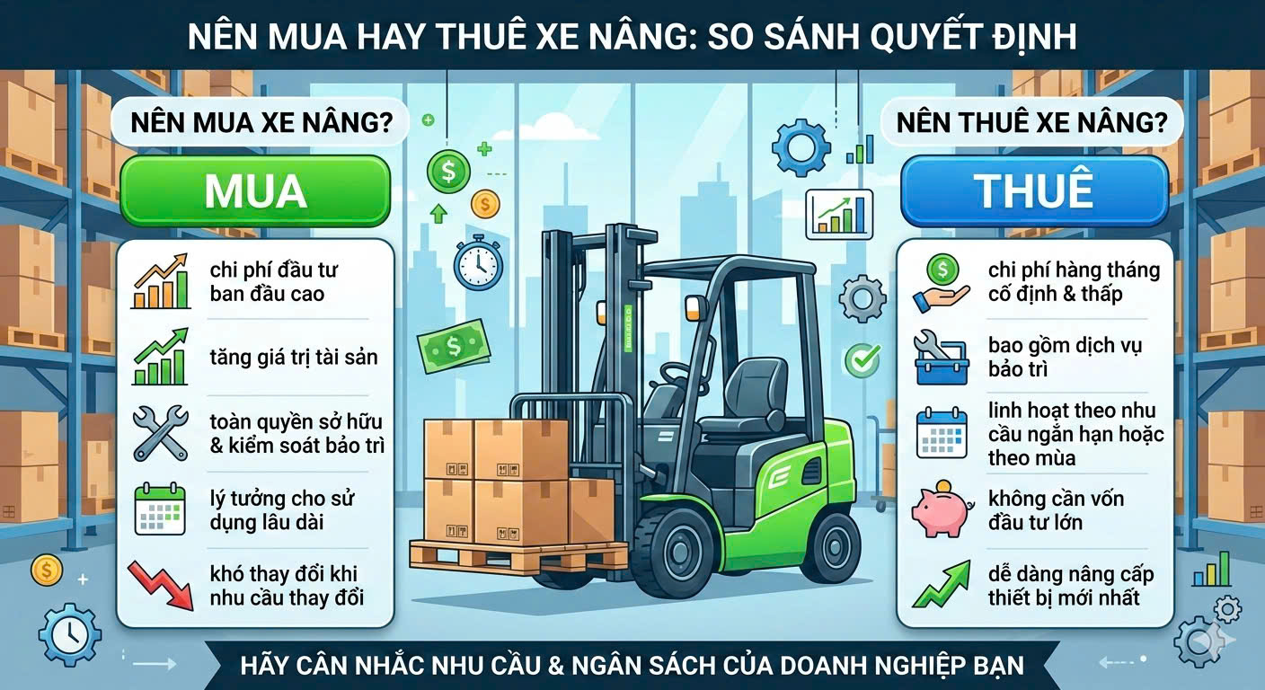 khi nào nên thuê xe nâng thay vì mua