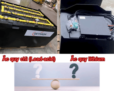 so sánh ắc quy chì và ắc quy lithium sử dụng trên xe nâng