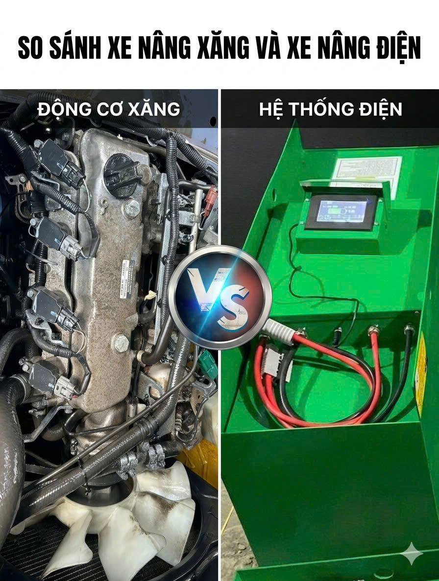 So Sánh Xe Nâng Điện Và Xe Nâng Xăng