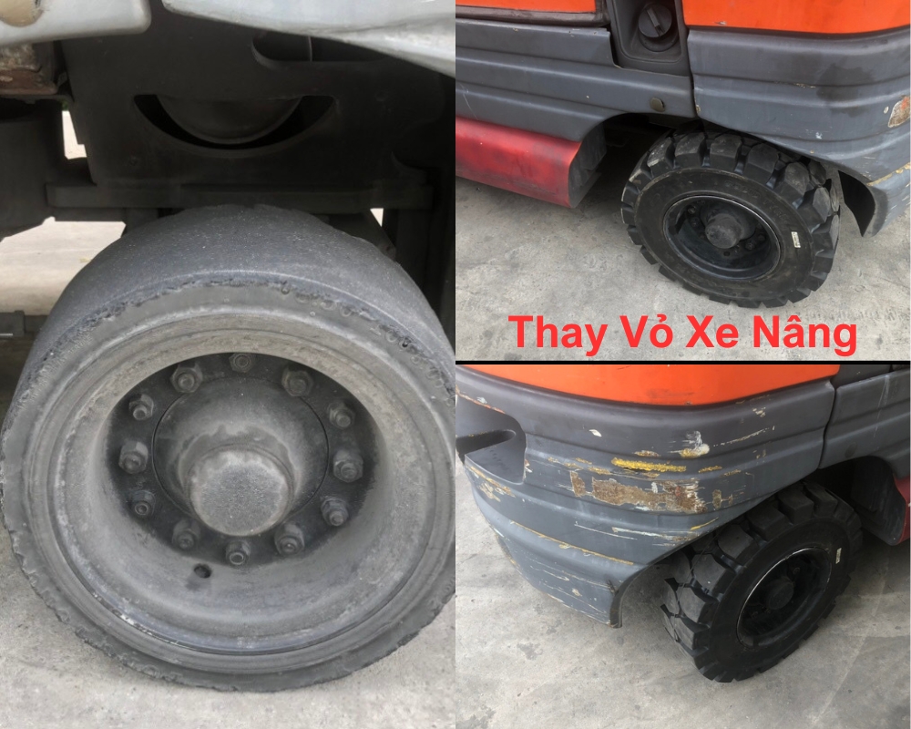 thay vỏ xe nâng