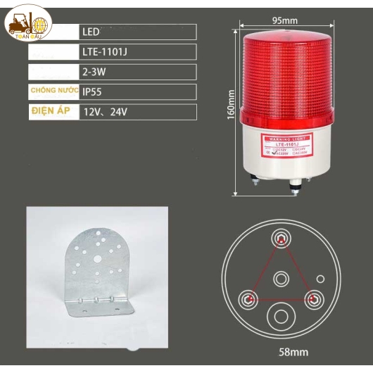ĐÈN CHỚP XE NÂNG CÓ ÂM THANH 12V, 24V
