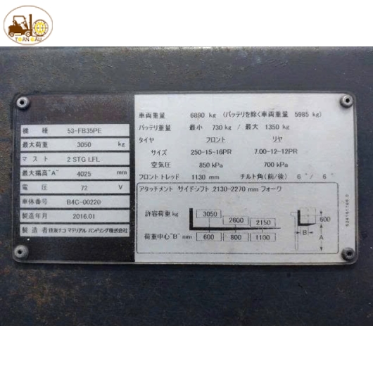 XE NÂNG ĐIỆN SUMITOMO 3.5 TẤN